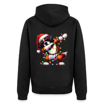 Tupfende Bernhardiner Hund Sonnenbrille Niedlich W - Unisex Premium Bio Zip Hoodie - Schwarz - Hinten - Nico (187cm)