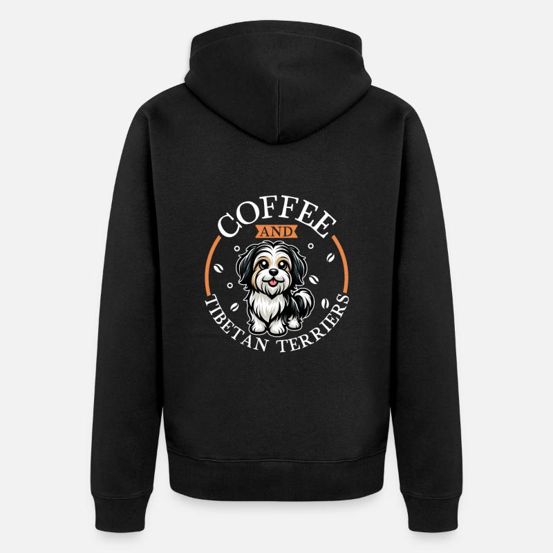 Café et terrier tibétain - Veste à capuche bio Premium Unisexe - noir
