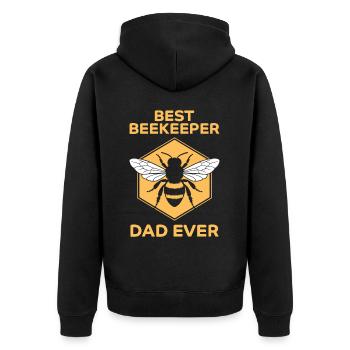 Beekeeper Saying Beekeeping Bee Funny Beekeeper Gift - Unisex Premium Organic Zip Hoodie - black - Back - Nico (187cm)