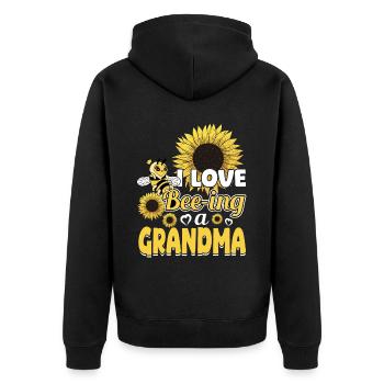 Ich Liebe Imkerin Oma Sein Mit Sonnenblume - Unisex Premium Bio Zip Hoodie - Schwarz - Hinten - Nico (187cm)