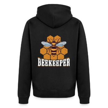 Imker Leben: Honigbienen Kunstwerk - Unisex Premium Bio Zip Hoodie - Schwarz - Hinten - Nico (187cm)