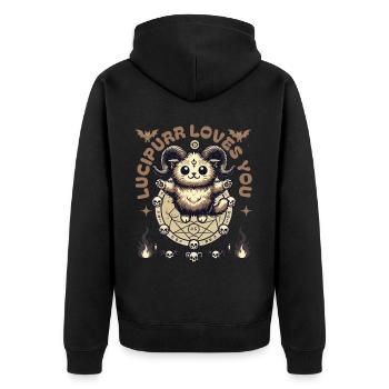 Luzifurr Loves You Chaton Mystique - Veste à capuche bio Premium Unisexe - noir - Dos - Nico (187cm)