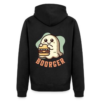 Gespenst Boorger Für Hamburger Fans - Unisex Premium Bio Zip Hoodie - Schwarz - Hinten - Nico (187cm)