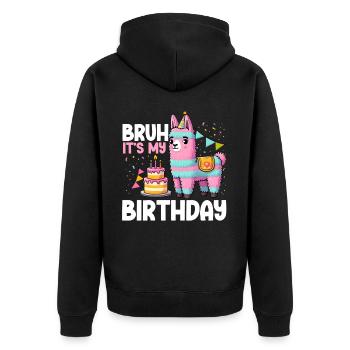 Lama Pinata Süße Alpaka -Tiergeburtstagsfiesta - Unisex Premium Bio Zip Hoodie - Schwarz - Hinten - Nico (187cm)