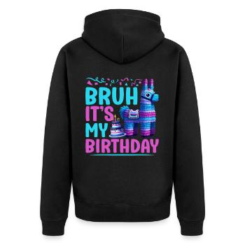 Lama Pinata Süße Alpaka -Tiergeburtstagsfiesta - Unisex Premium Bio Zip Hoodie - Schwarz - Hinten - Nico (187cm)