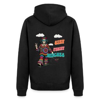 Halloween Kostüm Hexenliebhaber Design - Unisex Premium Bio Zip Hoodie - Schwarz - Hinten - Nico (187cm)