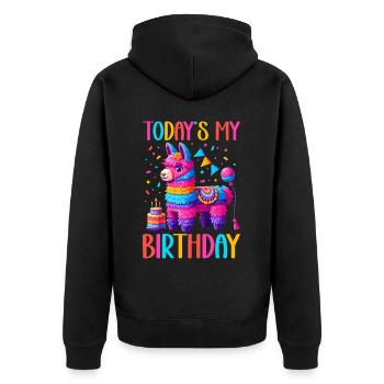 Lama Pinata Süße Alpaka -Tiergeburtstagsfiesta - Unisex Premium Bio Zip Hoodie - Schwarz - Hinten - Nico (187cm)