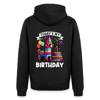 Lama Pinata Süße Alpaka -Tiergeburtstagsfiesta - Unisex Premium Bio Zip Hoodie - Schwarz - Hinten - Nico (187cm)