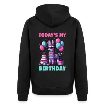 Lama Pinata Süße Alpaka -Tiergeburtstagsfiesta - Unisex Premium Bio Zip Hoodie - Schwarz - Hinten - Nico (187cm)
