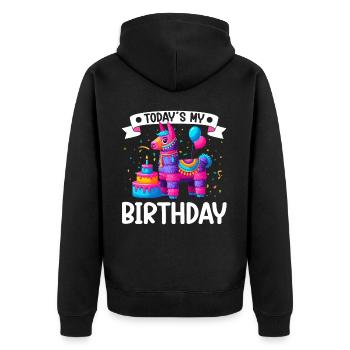 Lama Pinata Süße Alpaka -Tiergeburtstagsfiesta - Unisex Premium Bio Zip Hoodie - Schwarz - Hinten - Nico (187cm)