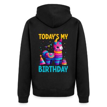 Lama Pinata Süße Alpaka -Tiergeburtstagsfiesta - Unisex Premium Bio Zip Hoodie - Schwarz - Hinten - Nico (187cm)