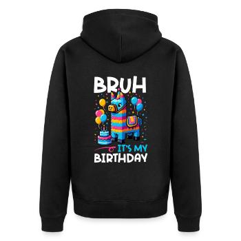 Lama Pinata Süße Alpaka -Tiergeburtstagsfiesta - Unisex Premium Bio Zip Hoodie - Schwarz - Hinten - Nico (187cm)