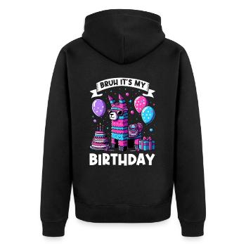 Lama Pinata Süße Alpaka -Tiergeburtstagsfiesta - Unisex Premium Bio Zip Hoodie - Schwarz - Hinten - Nico (187cm)