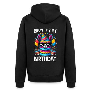 Lama Pinata Süße Alpaka -Tiergeburtstagsfiesta - Unisex Premium Bio Zip Hoodie - Schwarz - Hinten - Nico (187cm)