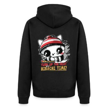Hibachi Teppanyaki Bbq Japanische Küche - Unisex Premium Bio Zip Hoodie - Schwarz - Hinten - Nico (187cm)