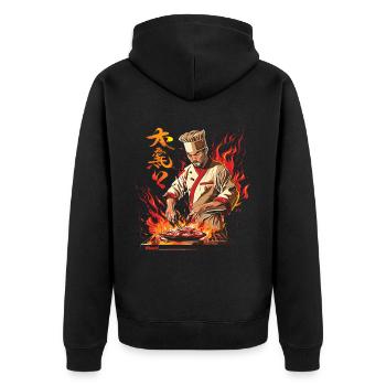 Hibachi Teppanyaki Bbq Japanische Küche - Unisex Premium Bio Zip Hoodie - Schwarz - Hinten - Nico (187cm)