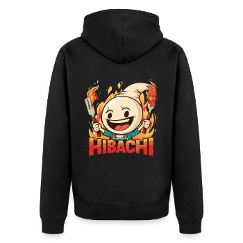Hibachi Teppanyaki Bbq Japanische Küche - Unisex Premium Bio Zip Hoodie - Schwarz - Hinten - Nico (187cm)