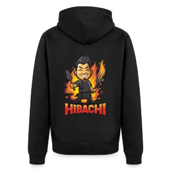 Hibachi Teppanyaki Bbq Japanische Küche - Unisex Premium Bio Zip Hoodie - Schwarz - Hinten - Nico (187cm)