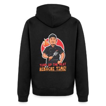 Hibachi Teppanyaki Bbq Japanische Küche - Unisex Premium Bio Zip Hoodie - Schwarz - Hinten - Nico (187cm)