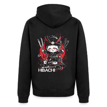 Hibachi Teppanyaki Bbq Japanische Küche - Unisex Premium Bio Zip Hoodie - Schwarz - Hinten - Nico (187cm)
