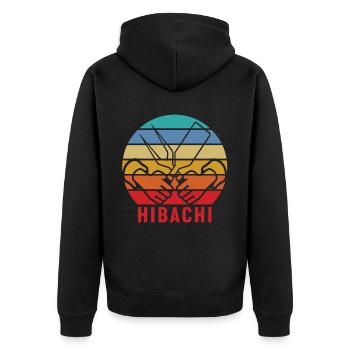 Hibachi Teppanyaki Bbq Japanische Küche - Unisex Premium Bio Zip Hoodie - Schwarz - Hinten - Nico (187cm)