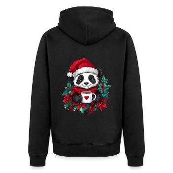 Panda Café Décoration de Noël Femmes Hommes Enfants - Veste à capuche bio Premium Unisexe - noir - Dos - Nico (187cm)