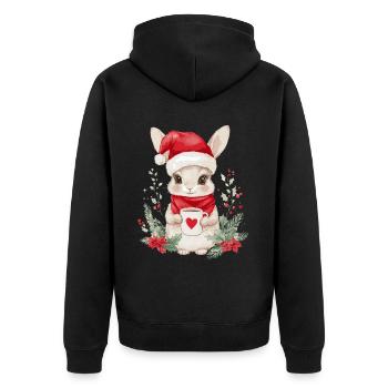 Lapin Café Décoration de Noël Femmes Hommes Enfants - Veste à capuche bio Premium Unisexe - noir - Dos - Nico (187cm)