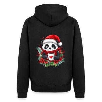 Panda Café Décoration de Noël Femmes Hommes Enfants - Veste à capuche bio Premium Unisexe - noir - Dos - Nico (187cm)