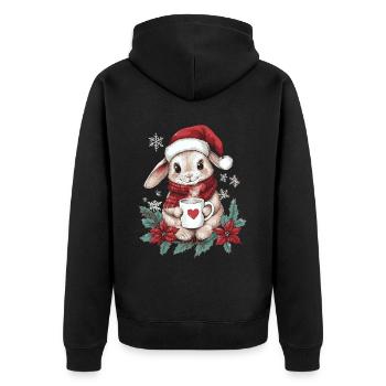 Lapin Café Décoration de Noël Femmes Hommes Enfants - Veste à capuche bio Premium Unisexe - noir - Dos - Nico (187cm)