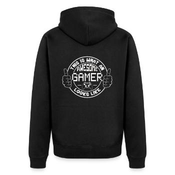 This is what a great gamer looks like – Gaming Pride - Unisex Premium Organic Zip Hoodie - black - Back - Nico (187cm)