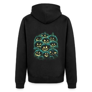Glowing Pumpkin Parade – Halloween Pumpkin Design - Unisex Premium Organic Zip Hoodie - black - Back - Nico (187cm)