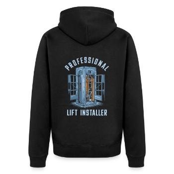 Elevator Installer - Unisex Premium Organic Zip Hoodie - black - Back - Nico (187cm)