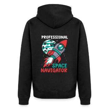 Aerospace Engineer - Unisex Premium Organic Zip Hoodie - black - Back - Nico (187cm)