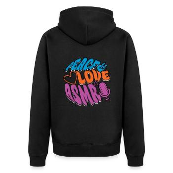 Peace Love ASMR - Unisex Premium Organic Zip Hoodie - black - Back - Nico (187cm)