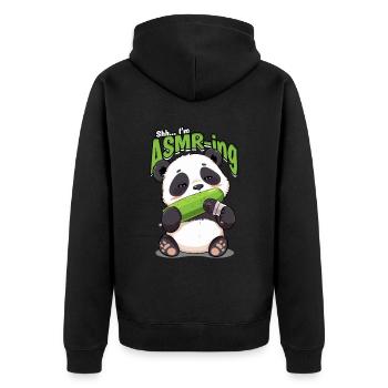 ASMR Whisper Shh... I'm ASMR-ing - Unisex Premium Organic Zip Hoodie - black - Back - Nico (187cm)