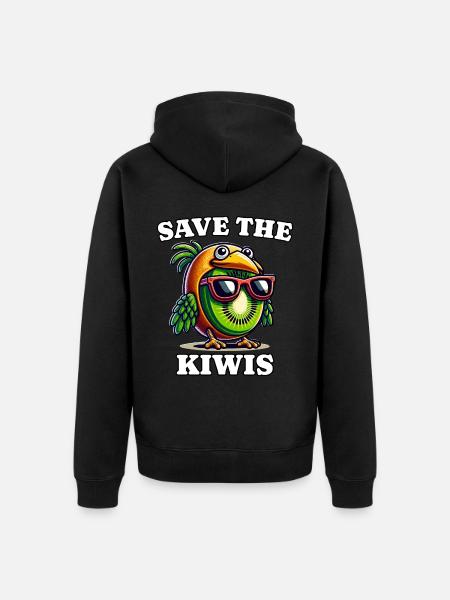 Save Neuseeland Kiwi - Unisex Premium Bio Zip Hoodie - Schwarz