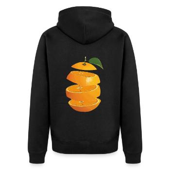 Orange Fruit - Unisex Premium Bio Zip Hoodie - Schwarz - Hinten - Nico (187cm)