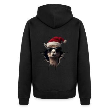 Alpaka Züchter Lama Weihnachten Weihnachts Alpaka - Unisex Premium Bio Zip Hoodie - Schwarz - Hinten - Nico (187cm)