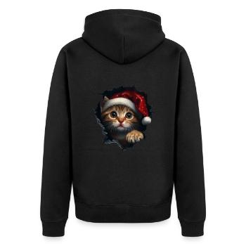 Katzenbesitzer Katzen Weihnachten Weihnachts Katze - Unisex Premium Bio Zip Hoodie - Schwarz - Hinten - Nico (187cm)