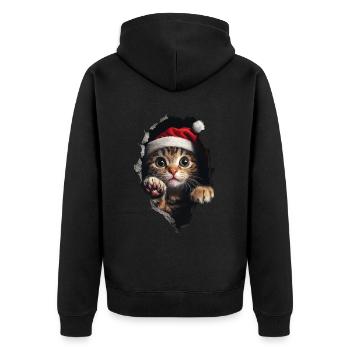 Katzenbesitzer Katzen Weihnachten Weihnachts Katze - Unisex Premium Bio Zip Hoodie - Schwarz - Hinten - Nico (187cm)