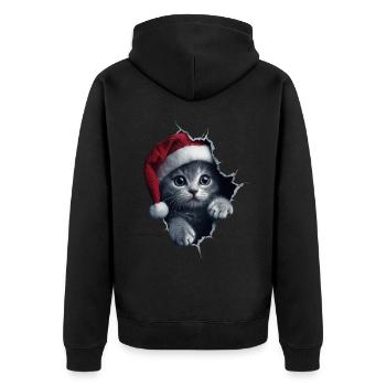 Katzenbesitzer Katzen Weihnachten Weihnachts Katze - Unisex Premium Bio Zip Hoodie - Schwarz - Hinten - Nico (187cm)