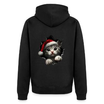 Katzenbesitzer Katzen Weihnachten Weihnachts Katze - Unisex Premium Bio Zip Hoodie - Schwarz - Hinten - Nico (187cm)