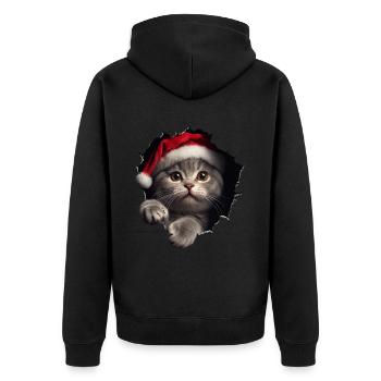 Katzenbesitzer Katzen Weihnachten Weihnachts Katze - Unisex Premium Bio Zip Hoodie - Schwarz - Hinten - Nico (187cm)