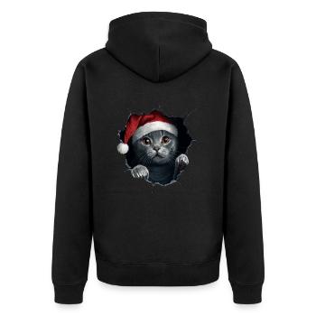 Katzenbesitzer Katzen Weihnachten Weihnachts Katze - Unisex Premium Bio Zip Hoodie - Schwarz - Hinten - Nico (187cm)