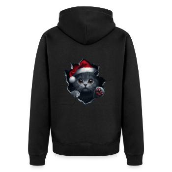 Katzenbesitzer Katzen Weihnachten Weihnachts Katze - Unisex Premium Bio Zip Hoodie - Schwarz - Hinten - Nico (187cm)