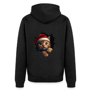 Katzenbesitzer Katzen Weihnachten Weihnachts Katze - Unisex Premium Bio Zip Hoodie - Schwarz - Hinten - Nico (187cm)