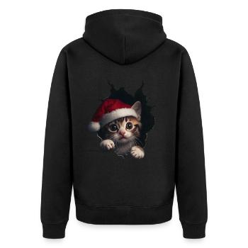 Katzenbesitzer Katzen Weihnachten Weihnachts Katze - Unisex Premium Bio Zip Hoodie - Schwarz - Hinten - Nico (187cm)
