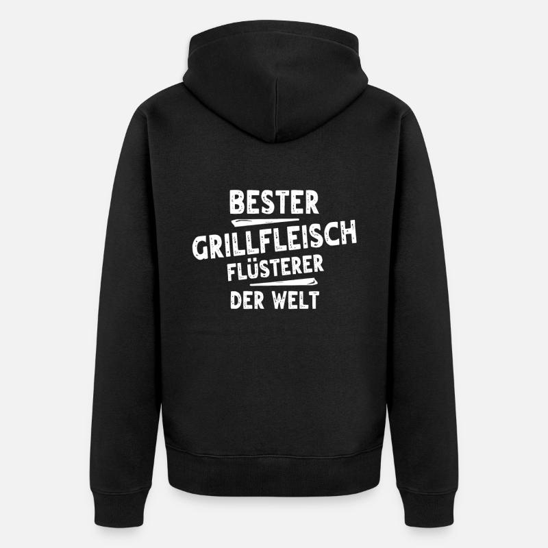 Grillfleisch - Unisex Premium Bio Zip Hoodie - Schwarz