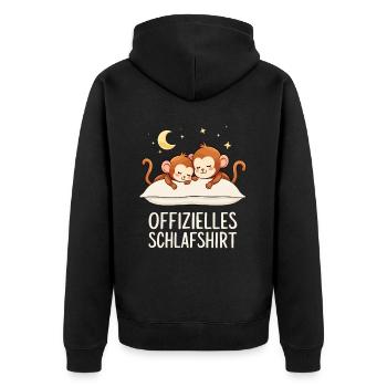 Official Sleep Shirt Monkey Monkey Pair - Unisex Premium Organic Zip Hoodie - black - Back - Nico (187cm)