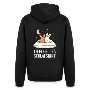 Offizielles Schlafshirt Hasen Hase Paar - Unisex Premium Bio Zip Hoodie - Schwarz - Hinten - Nico (187cm)
